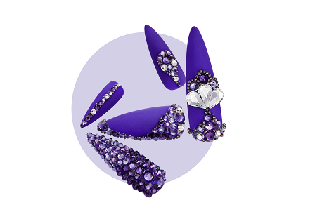 nails with purple crystals